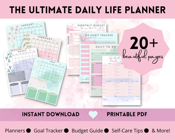 Ultimate Daily Life Planner Printable 20 Page Bundle - Etsy