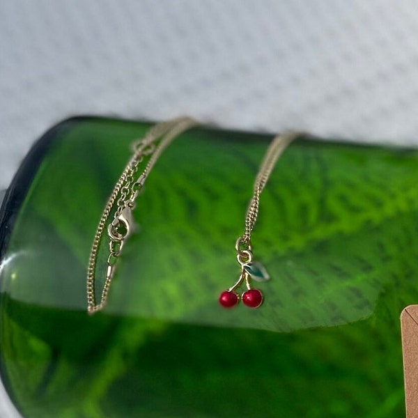 Cherry necklace / gold cherry necklace / cherry charm