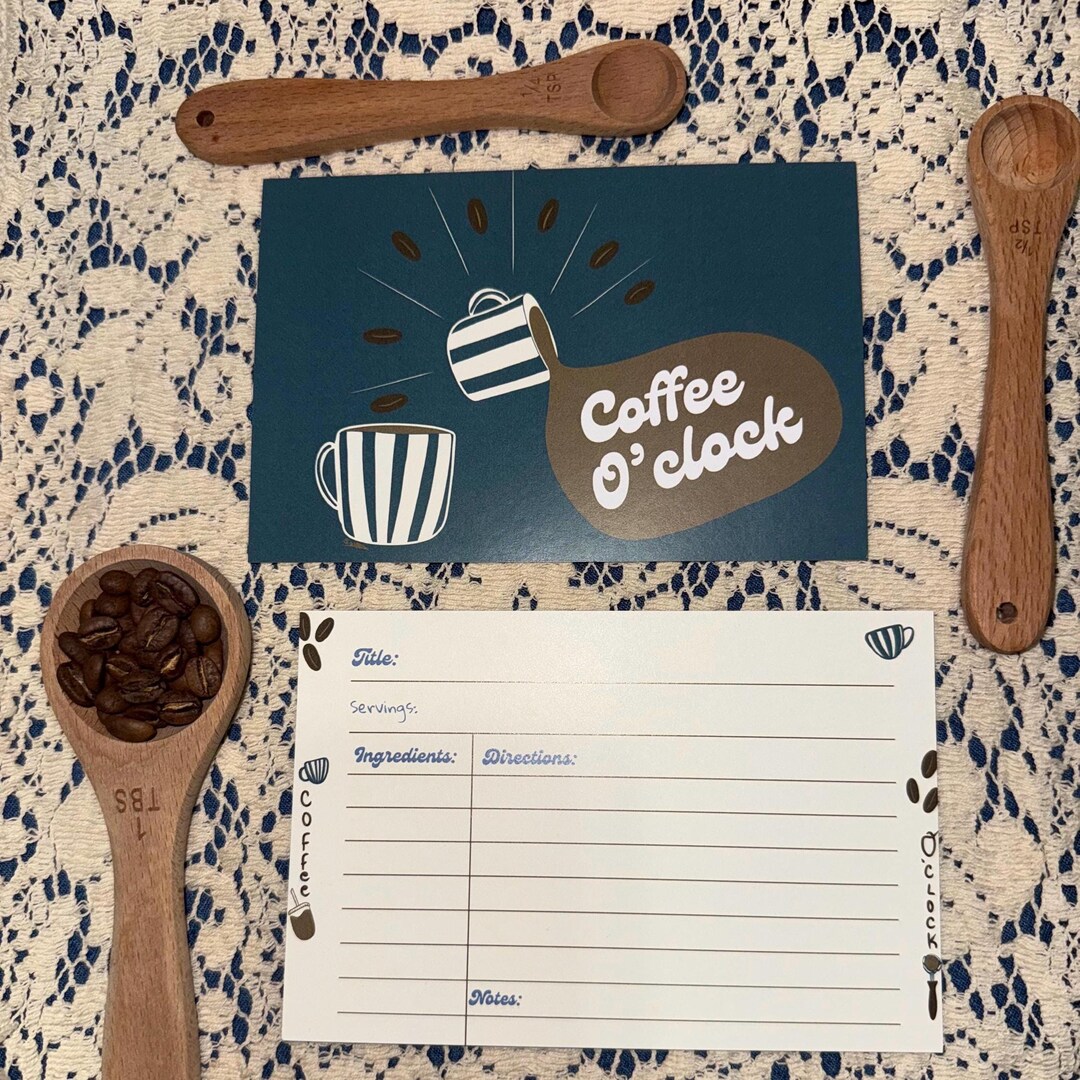 Coffee O’clock Recipe Cards/ Pack of 10 / Hand Drawn Design / Coffee ...