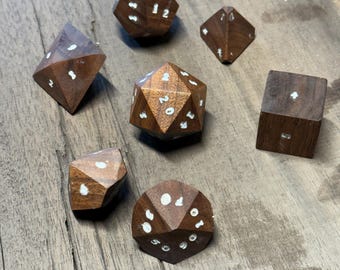 Jumbo Walnut Wooden Dice Set – Handmade RPG Dice