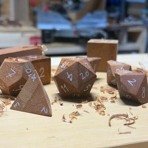 Jumbo Wooden DnD Dice | Handmade Recycled Wood Dice with White Numbers | Unique RPG Gift
