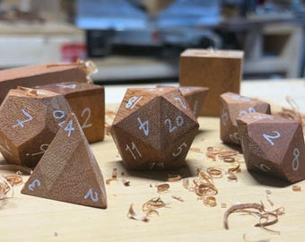 Jumbo Wooden DnD Dice | Handmade Recycled Wood Dice with White Numbers | Unique RPG Gift