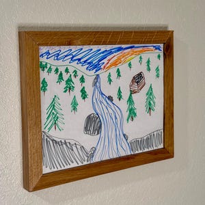 Magnetic Kids Artwork Picture Frame with Storage White Oak