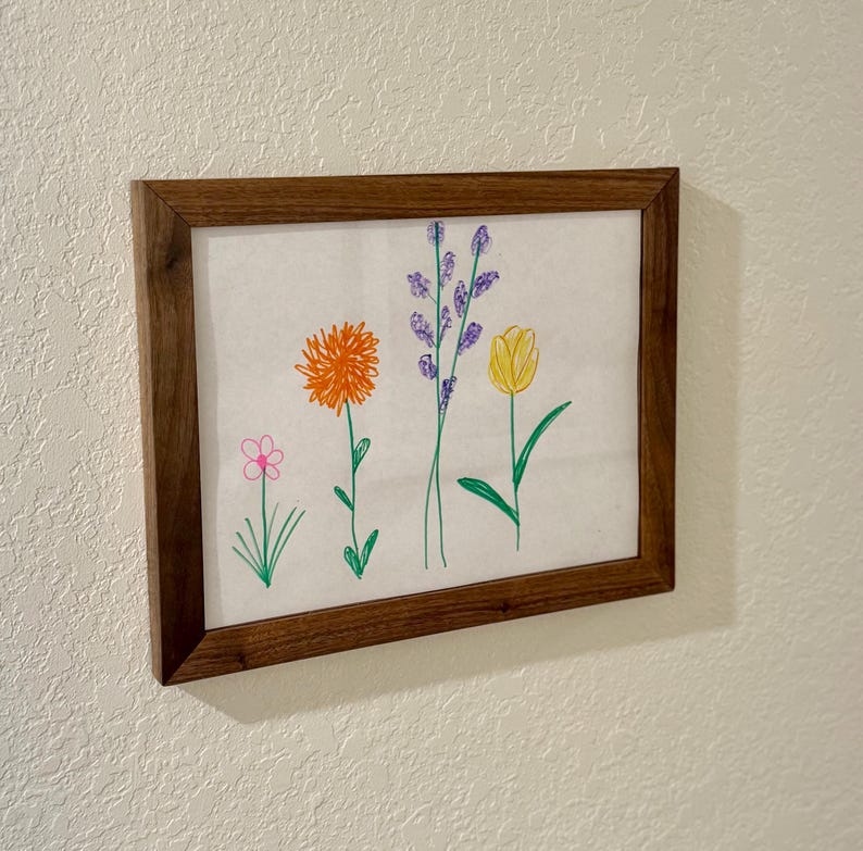 Magnetic Kids Artwork Picture Frame with Storage Walnut