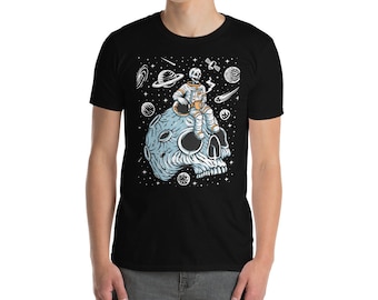 Astronaut Skeleton Coffee T-Shirt, Space Skull Tee