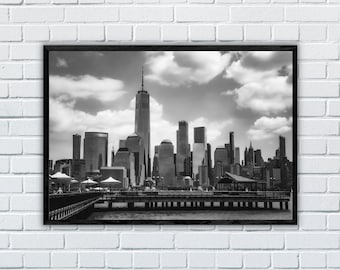 NYC Druck, New York Fotografie, druckbare Wandkunst, Digitaler Download, Wandkunst Dekor, Schwarz & Weiß, Skyline