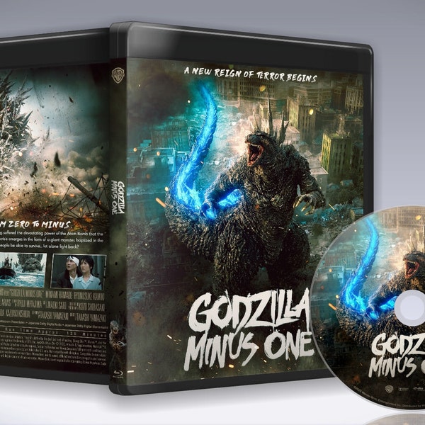 GODZILLA MINUS ONE (2023) – Action – On-Demand-Blu-Ray-Disc mit Cover und bedruckter Disc. Wird in einem schwarzen 11-mm-Rückengehäuse geliefert.