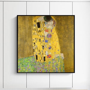 El beso-Gustav Klimt, decoración de la oficina en el hogar, Art Nouveau, arte del jardín de la cabaña, letra pequeña de Giclee, arte moderno, tamaño extra grande personalizado