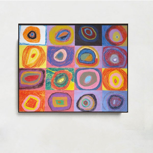 Farbstudie Quadrate -Wassily Kandinsky,Décor de bureau à domicile,Minimalisme,Peinture abstraite,Mid Century Modern,Art moderne,Custom Extra grande taille