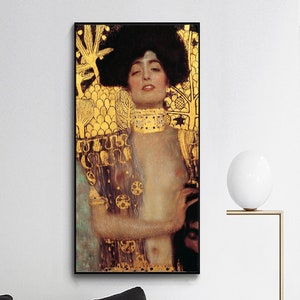 Judith y la cabeza de Holofernes-Gustav Klimt, decoración del hogar, Art Nouveau, arte del jardín de la cabaña, impresión Giclee, arte moderno, tamaño extra grande personalizado