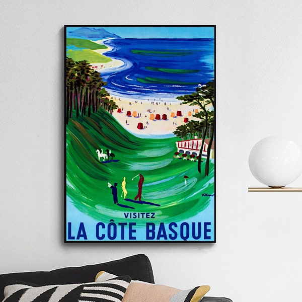 Bernard Villemot,'La Cote Basque' -Exhibition poster ,wall decor,Home office decor,giclee print in various sizes