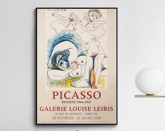 Pablo Picasso,Dessins 1966-1967, Galerie Louise Leiris-Exhibition poster ,wall decor,Home office decor,giclee print in various sizes