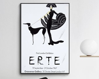 Erte, Sinfonía en negro -Cartel de exposición, decoración de pared, decoración de oficina en casa, impresión giclee en varios tamaños
