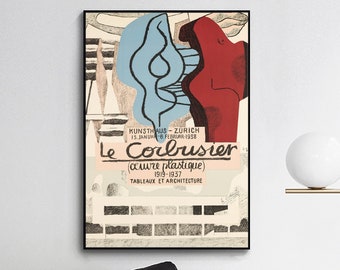 Le Corbusier,uvre Plastique, Kunsthaus Zurich 1938-Exhibition poster ,wall decor,Home office decor,giclee print in various sizes