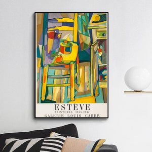 Maurice Esteve,La Chaise de Cuisine Peintures Galerie Louis Carre Exhibition poster ,wall decor,office decor,giclee print in various sizes image 1