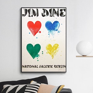 Jim Dine,Four Hearts, 1971,Exhibition Poster-Exhibition poster ,wall decor,Home office decor,giclee print in various sizes