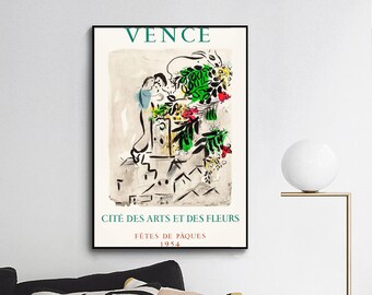 Vence Festival, Marc Chagall Artwork-Exhibition poster ,wall decor,Home office decor,giclee print in various sizes