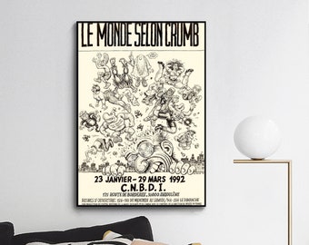 Robert Crumb Le Monde Selon Crumb Promotion Poster-Exhibition poster ,wall decor,Home office decor,giclee print in various sizes