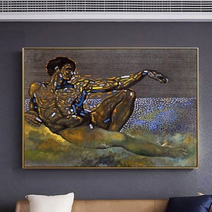 figure-inspired-by-the-adam-of-the-ceiling-Salvador Dali,Exhibition Poster,Surrealism, Giclee fine print,Modern art,Custom Extra large size