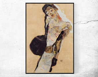 Halbakt-Egon Schiele,Home office Decor,Housewarming Gift,Expressionism,Vintage masterpiece Artwork,giclee print in various sizes