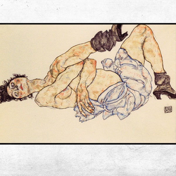 Liegender weiblicher Akt-Egon Schiele,office Decor,Housewarming Gift,Expressionism,Vintage masterpiece Artwork,giclee print in various sizes