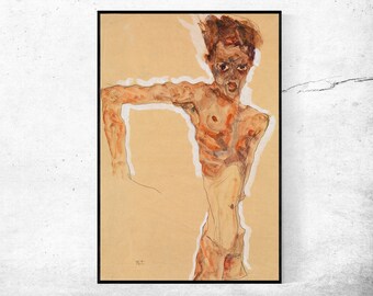 Self-Portrait-Egon Schiele,Home office Decor,Housewarming Gift,Expressionism,Vintage masterpiece Artwork,giclee print in various sizes