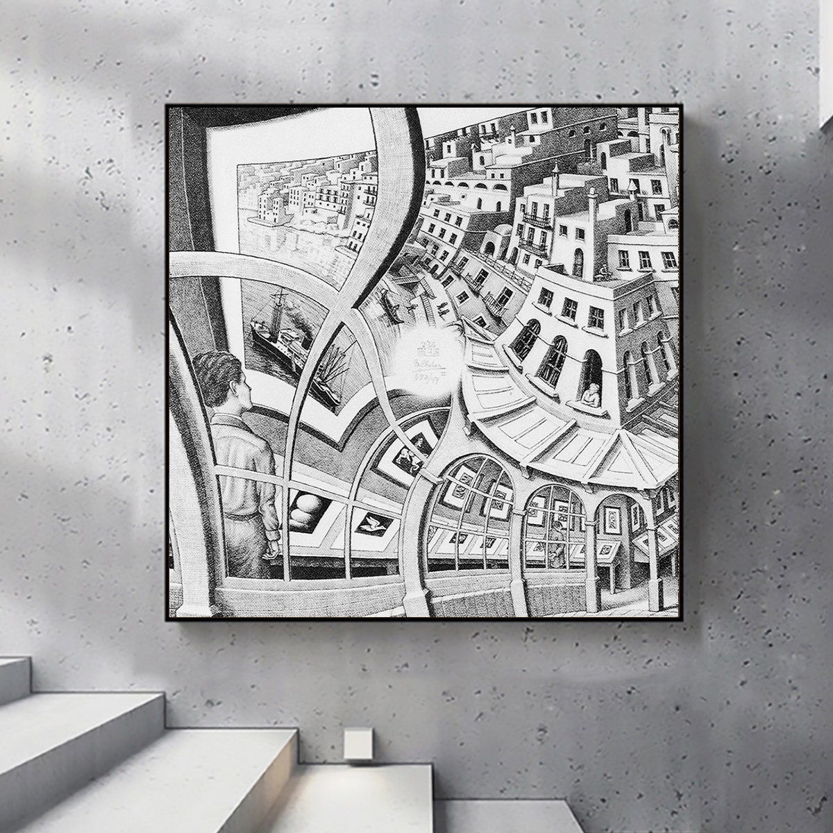 Print Gallery-Maurits Cornelis Escher,office Decor,Modern Relativity,Reproduction Print,Abstract Art,Vintage Art,Custom Extra large size