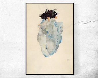 Kauernder-Egon Schiele,Home office Decor,Housewarming Gift,Expressionism,Vintage masterpiece Artwork,giclee print in various sizes