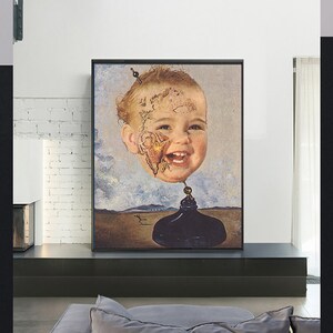 bébé-carte-du-monde-Salvador Dali, Décoration de bureau à domicile, Affiche d'exposition, Surréalisme, Giclee fine print, Art moderne, Personnalisé Extra grande taille