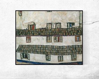 Hauswand-Egon Schiele,Home office Decor,Housewarming Gift,Expressionism,Vintage masterpiece Artwork,giclee print in various sizes