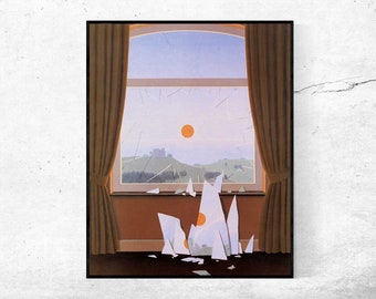 evening falls -Rene Magritte,Home office Decor,Surrealist Art,Abstract Painting,Exhibiton Poster,Vintage Art,Custom Extra large size