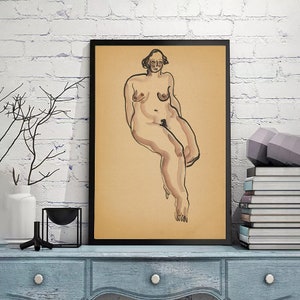 Femme nue assise-Sanyu(Chang Yu),Modernist,Home office wall decor,Canvas print,giclee print in various sizes