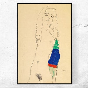 Stehender weiblicher Akt-Egon Schiele,office Decor,Housewarming Gift,Expressionism,Vintage masterpiece Artwork,giclee print in various sizes