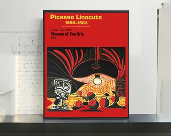 ablo Picasso,Picasso Linocuts 1958-1963,Exhibition poster ,wall decor,Home office decor,giclee print in various sizes