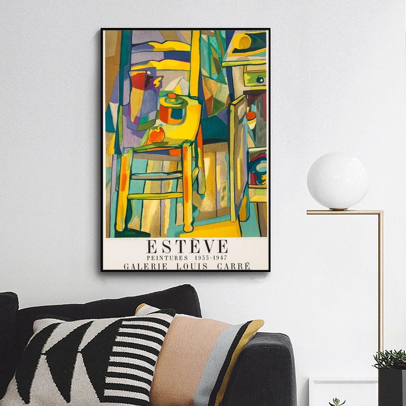 Maurice Esteve,La Chaise de Cuisine Peintures Galerie Louis Carre Exhibition poster ,wall decor,office decor,giclee print in various sizes image 1