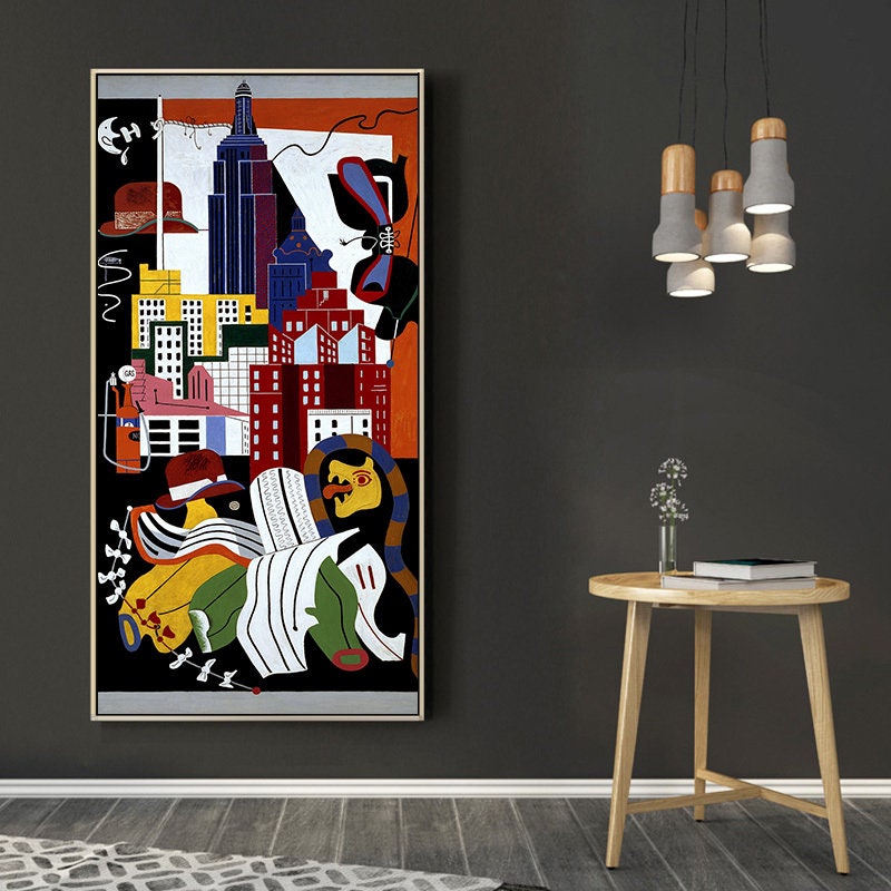 New York Mural-stuart Davis,home Office Decor,modern Abstract Art