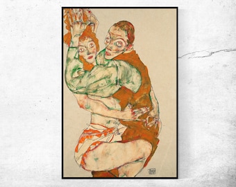 Liebesspiel-Egon Schiele,Home Office Dekor,Einweihungsgeschenk,Expressionismus,Vintage Meisterwerk Kunstwerk,Giclee Druck in verschiedenen Größen