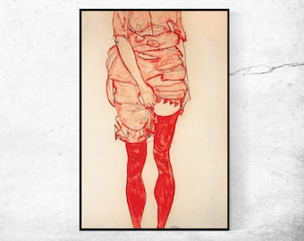 Stehende Frau in Rot-Egon Schiele,office Decor,Housewarming Gift,Expressionism,Vintage masterpiece Artwork,giclee print in various sizes