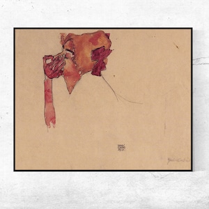 Gerti Schiele mit Haarmasche-Egon Schiele,Decor,Housewarming Gift,Expressionism,Vintage masterpiece Artwork,giclee print in various sizes