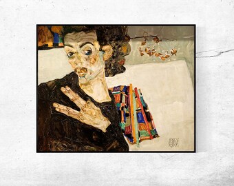 Self portrait-Egon Schiele,Home office Decor,Housewarming Gift,Expressionism,Vintage masterpiece Artwork,giclee print in various sizes