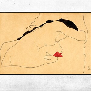 gebeugt sitzender weiblicher-Egon Schiele,Decor,Housewarming Gift,Expressionism,Vintage masterpiece Artwork,giclee print in various sizes