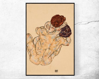 Mann und Frau,Umarmung-Egon Schiele,office Decor,Housewarming Gift,Expressionism,Vintage masterpiece Artwork,giclee print in various sizes