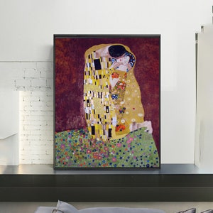 El beso-Gustav Klimt, decoración de la oficina en el hogar, Art Nouveau, arte del jardín de la cabaña, letra pequeña de Giclee, arte moderno, tamaño extra grande personalizado