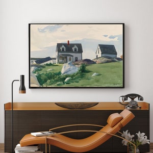 Houses of Squam Light, Gloucester-Edward Hopper,Exhibition Poster,American Realism,Giclee fine print,Modern art,Custom Extra large size