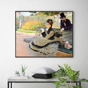 Camille Monet on a Garden Bench-Reproduction of a Classic Painting,Antique Art print,office decor,Vintage Wall Art,Museum Art,Masterpiece