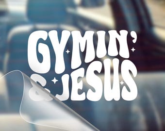 Gymin And Jesus Decal: Faith-Based Humor, Weather Resistant Vinyl