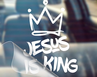 Jesus Is King Car Decal - Christian Vinyl Bumper Sticker