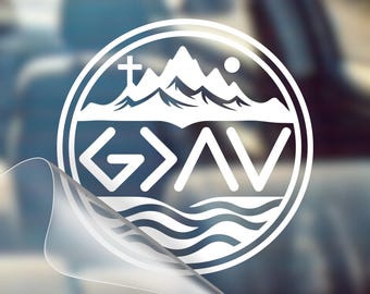 God Is Greater Vinyl Decal: Christian Car Sticker, Weatherproof