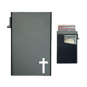Cross - Elegante tarjetero desplegable - Fino, con bloqueo RFID, acceso rápido, minimalista para hombre, regalo para él