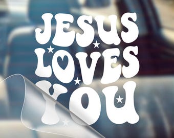 Jesus Loves You Car Decal - Faith Based Oracal 651 Vinyl